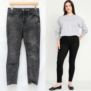 Women's Old Navy Rockstar Super Skinny High Rise Black Acid Wash Jeans Size 8